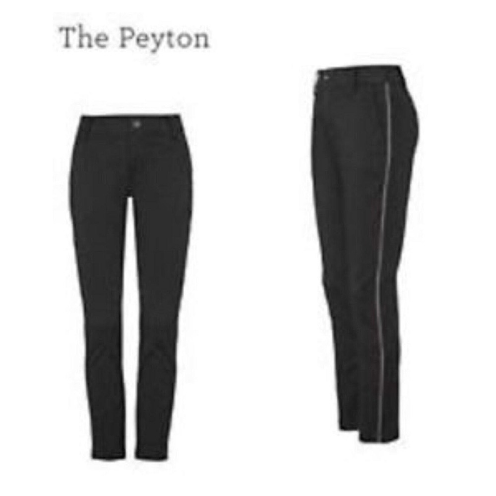 Cabi The Peyton Trouser Size 8 Women's Black Pants Side Stripe 5313 Slim Fit